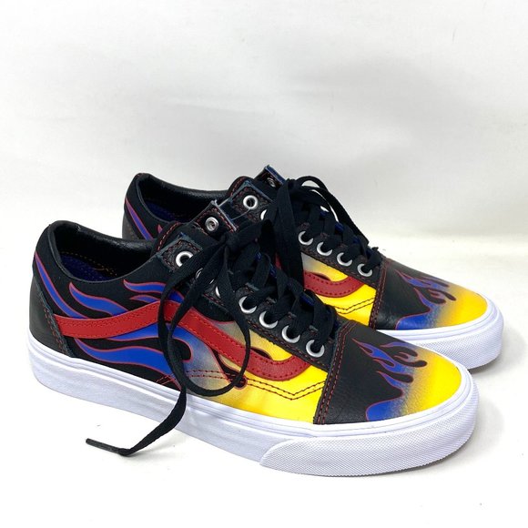 VANS Old Skool Racer Black Red Women Low Top Leather Canvas Sneakers VN0A3WKT57Z - Picture 2 of 10